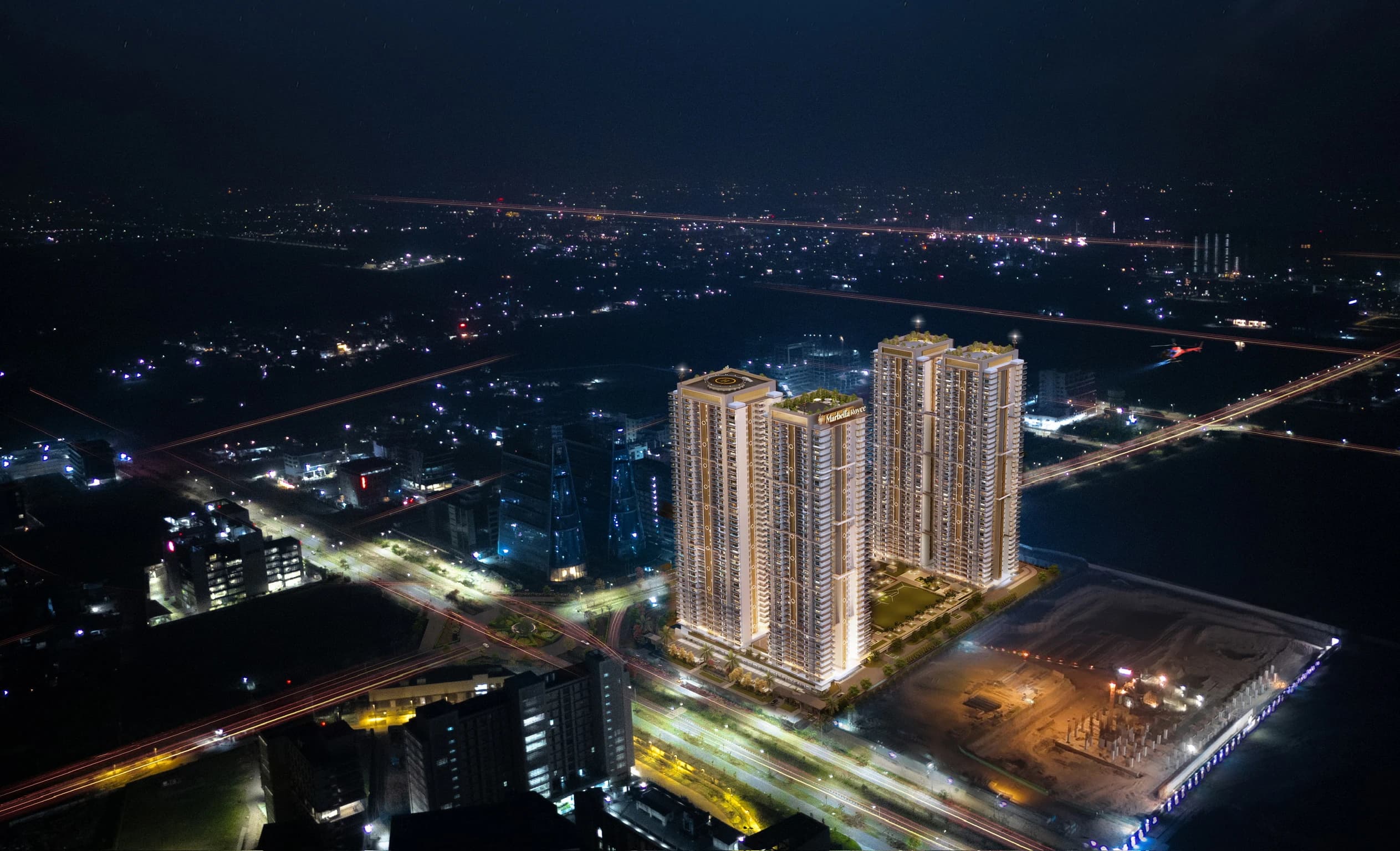 Featured architectural render at dusk